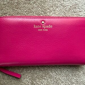 Kate Spade Brynn Large Continental Wallet Leather Clutch Hot Pink